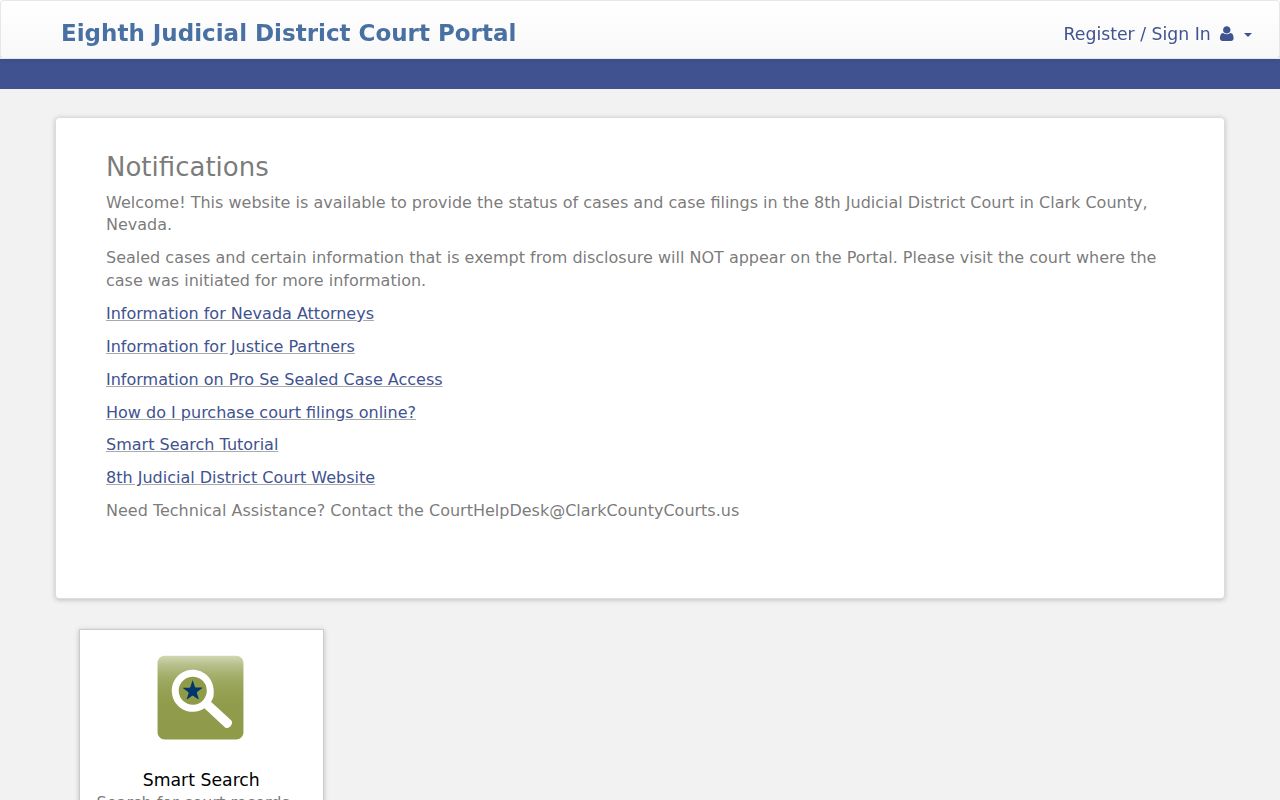 Sunrise Manor public records search through Eighth Judicial District Court