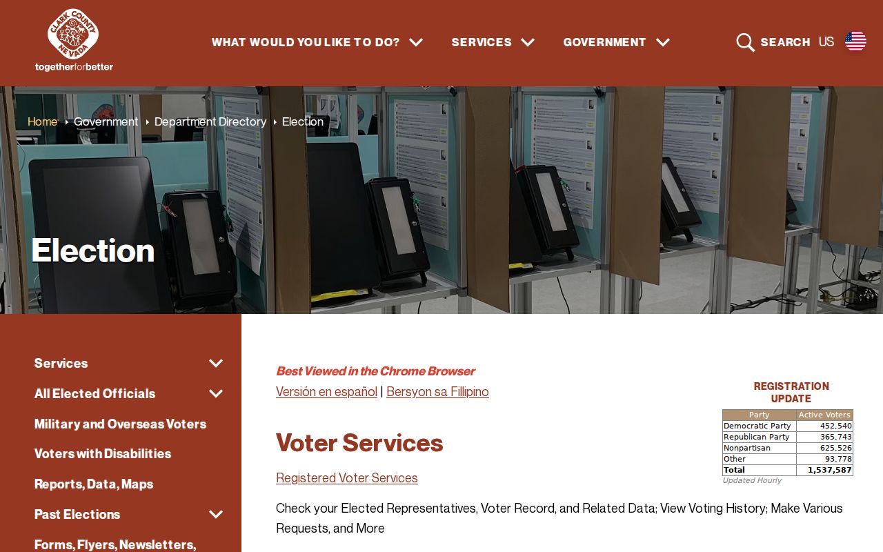 Sunrise Manor voter records access through Clark County elections